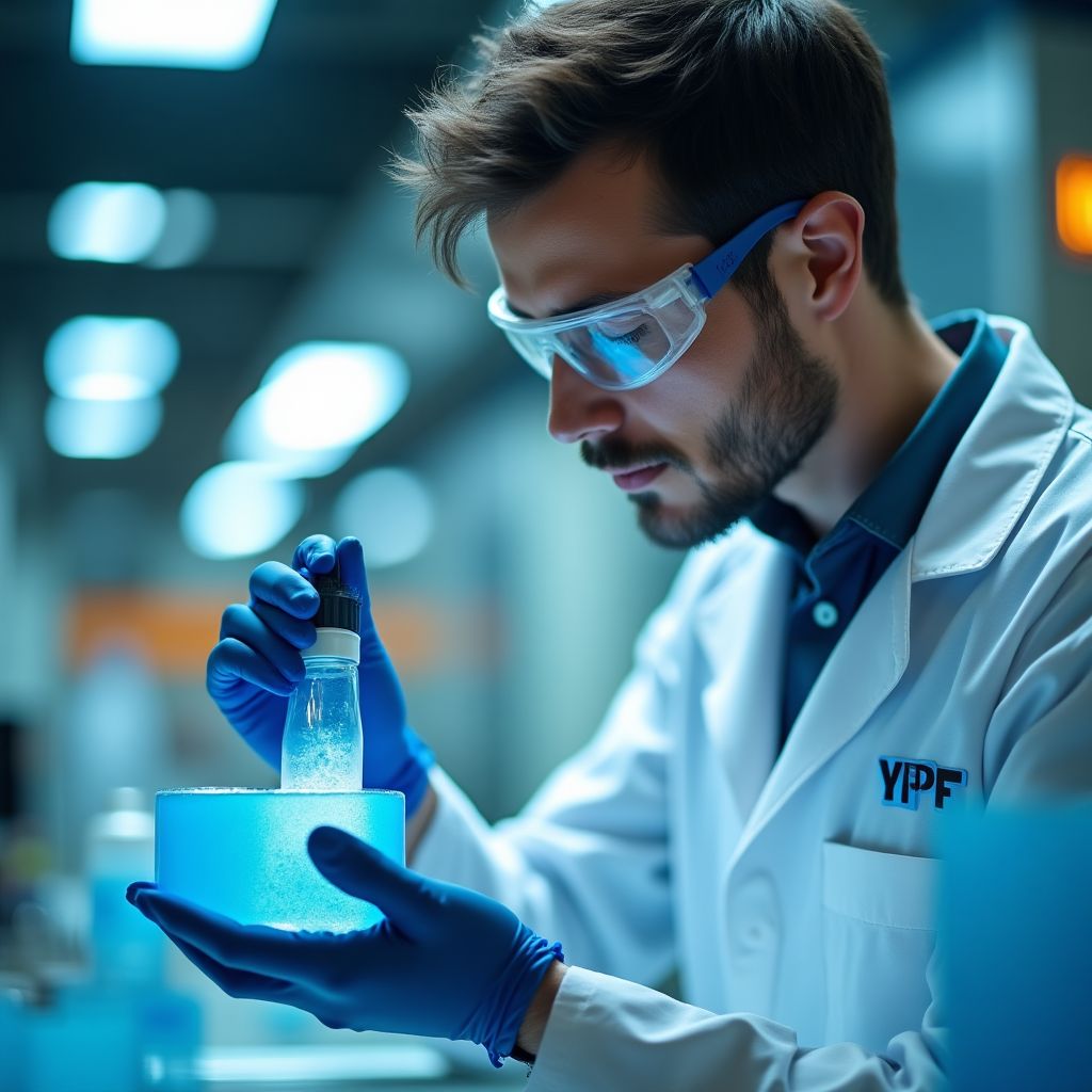 Un técnico de YPF trabajando en un laboratorio