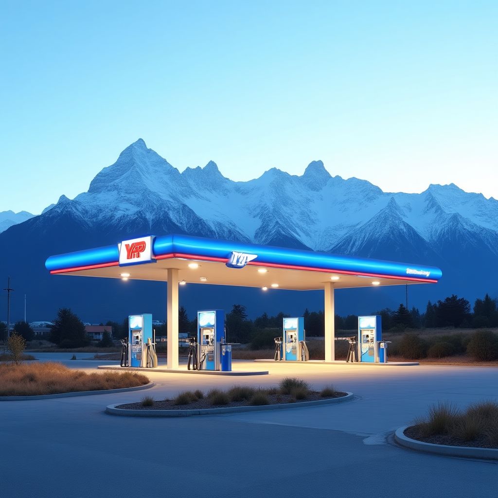 Estación de servicio YPF moderna en la Patagonia