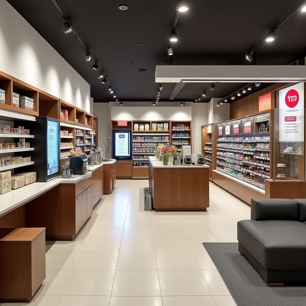 Interior moderno de una tienda YPF Full